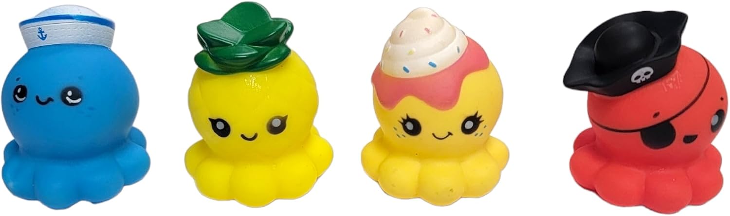 Zugar Land Rubber Octopus Toy Assortment - Pack (2") Colorful Soft Rubber Octopus Figurines as Sailor, Cupcake, Pirate, Pineapple, Cowboy, Zombie, and More (50, Octopuses)
