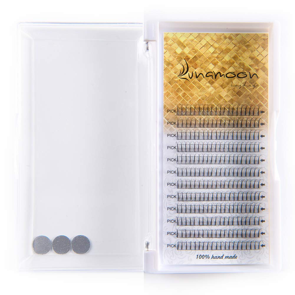 Lunamoon Russian Lashes Volume Pre-made Fans 3D 5D 6D 10D Individual Cluster Eyelash Extensions Flare Lash (0.1 D-Curl 10mm, 3D) - Image 4