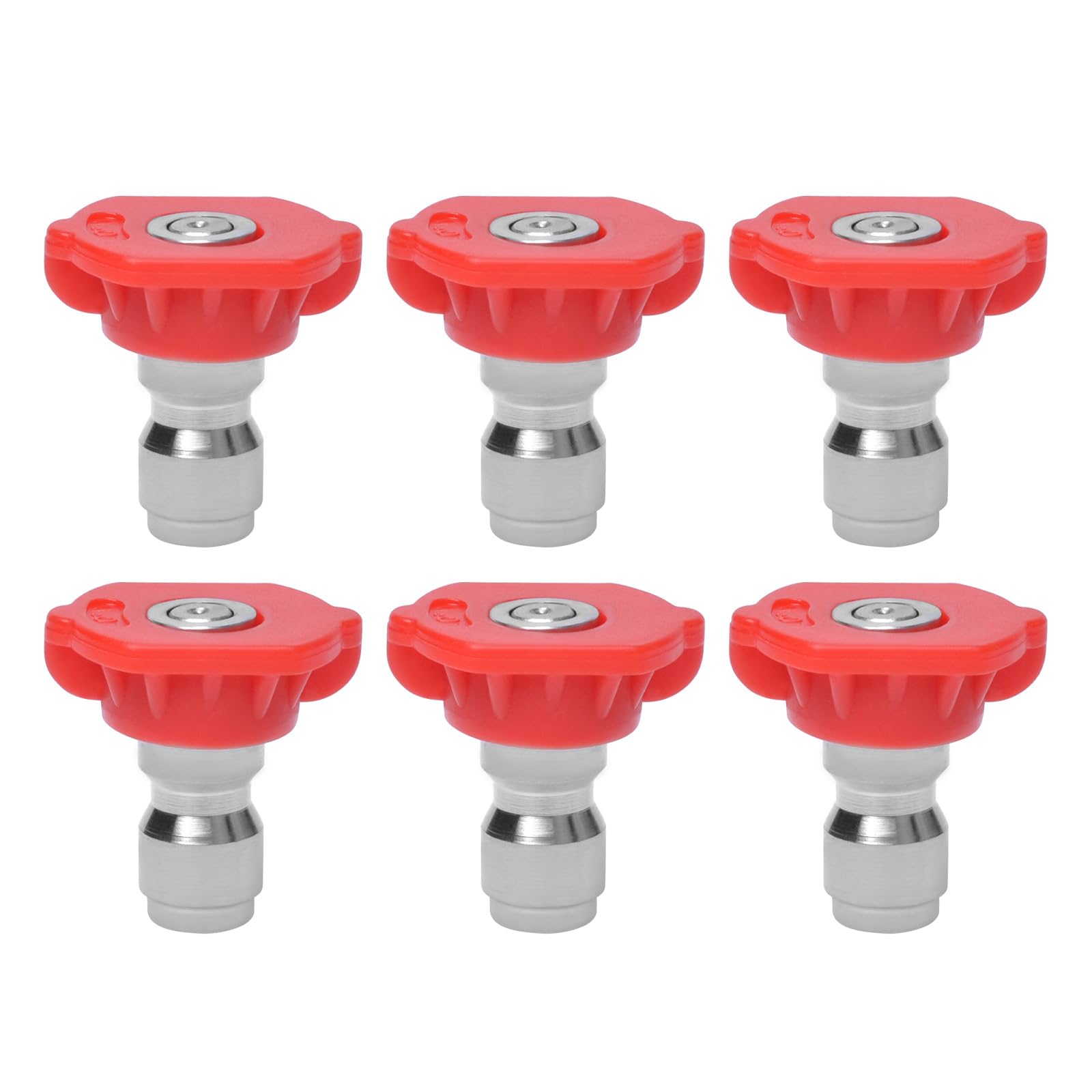 Podoy Red Pressure Washer Tips, 0 Degree Stainless Steel Pressure Washer Nozzle Tips, 1/4 Inch Quick Connect, Orifice 3.0 for 2500Psi, 3000Psi, 3500Psi, 4000Psi (Pack of 6)