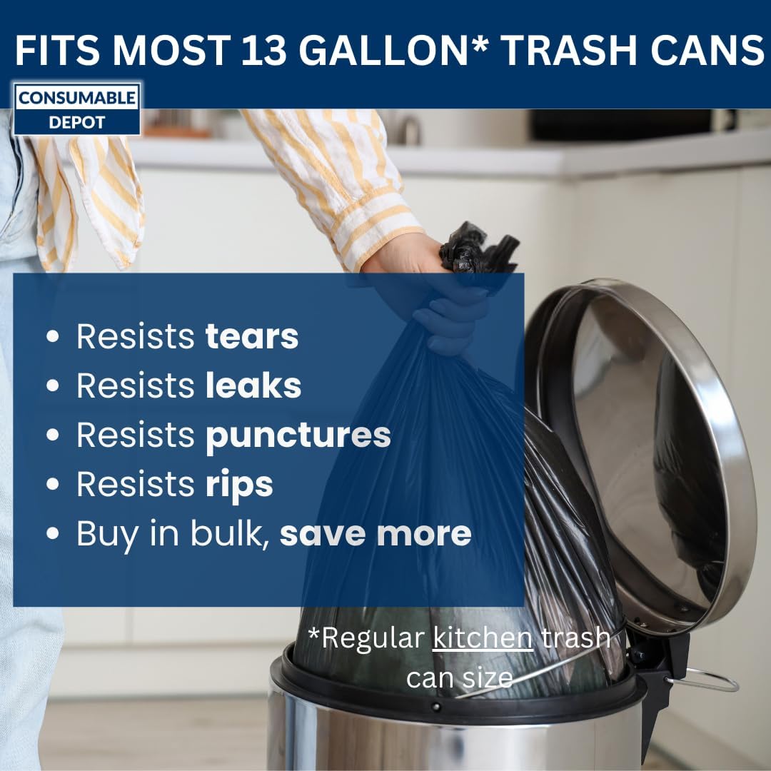 12-16 Gal Trash Bags | 1000 Count | 24" X 33" Clear Medium Garbage Bags for Home and Office