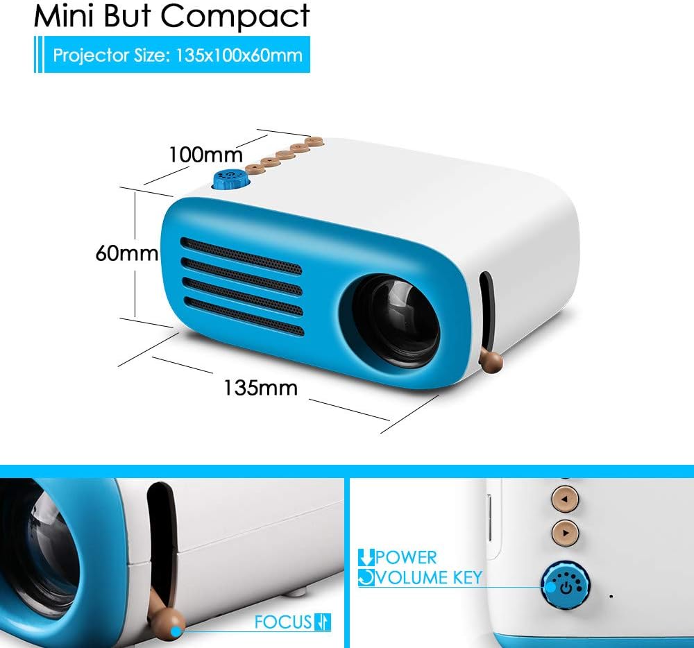 GooDee Mini Projector, LED Pico Projector, Pocket Video Projector Support HDMI Smartphone PC Laptop USB for Movie Games