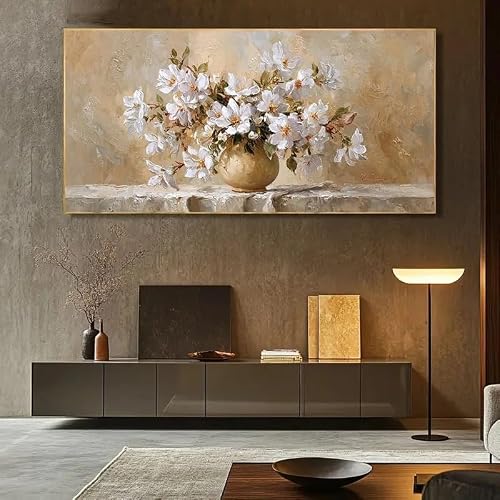 LTjiajuypd Modern Minimalist White Flower Bouquet Canvas Painting Wall Art Poster Home Decor For Living Room, Bedroom(70X140cm)