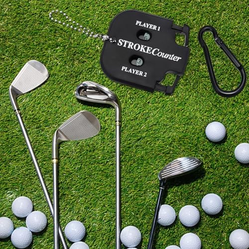 Mirrwin 2 Stück Golf Ergebnis Zähler, Golf Scorer Zähler mit 2 Karabiner Golf Ergebnis Indikator Handzähler zähler Spieler Schlagzähler mit Schlüsselkette für 2 Players Score Counters (Schwarz)