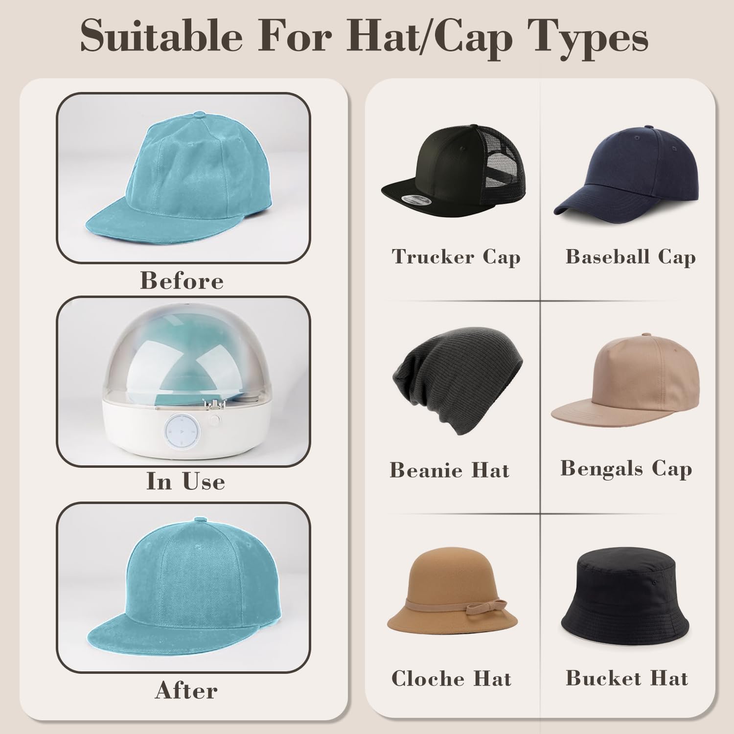 Máquina Automática para Planchar y Secar Gorras, Restaura la Forma Natural del Sombrero con Vapor y Viento Frío y Caliente