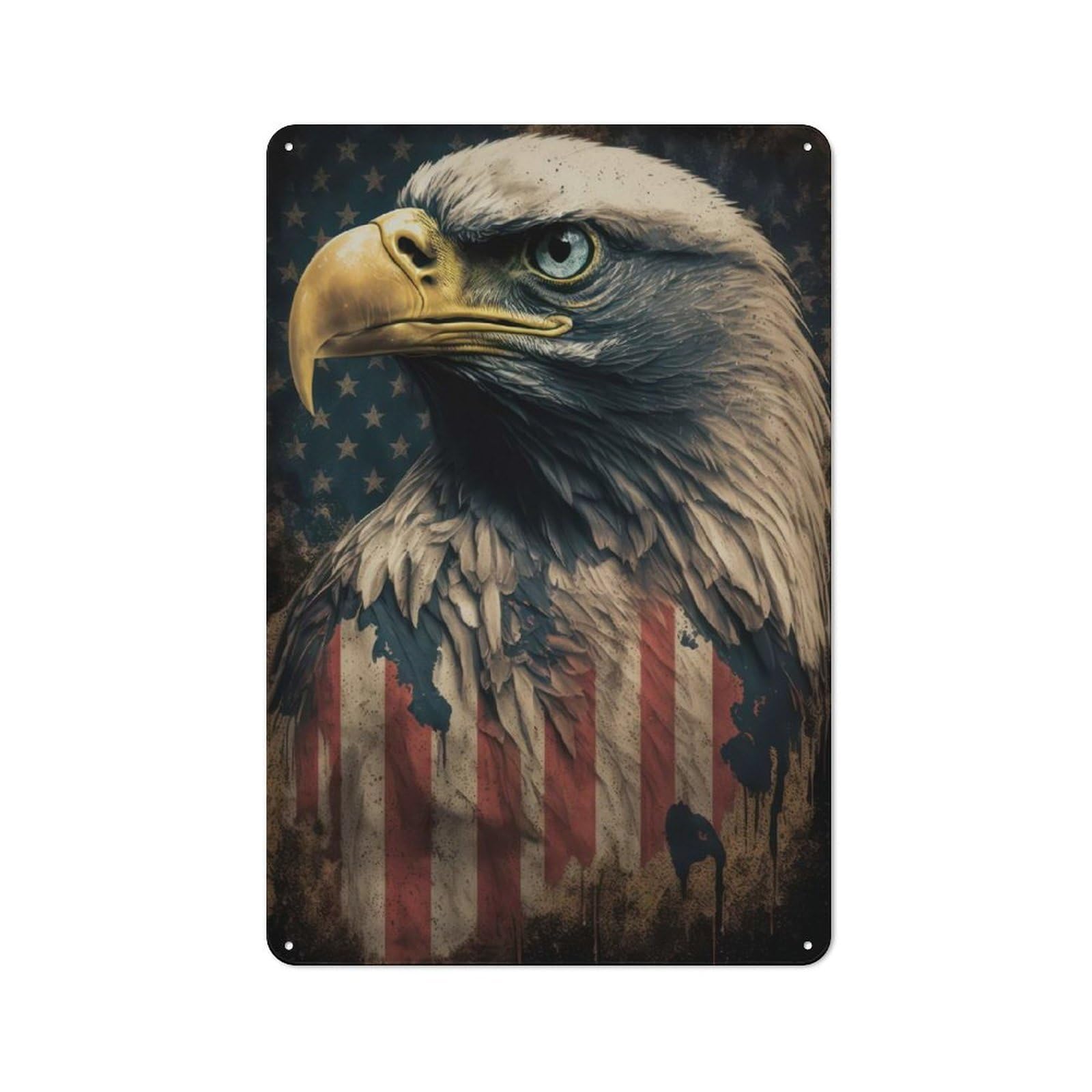 American Bald Eagle Vintage Metal Sign 30x20cm, Bistro Style Shop Wall Decor for Cafe, Bistro, Bakery Or Restaurant