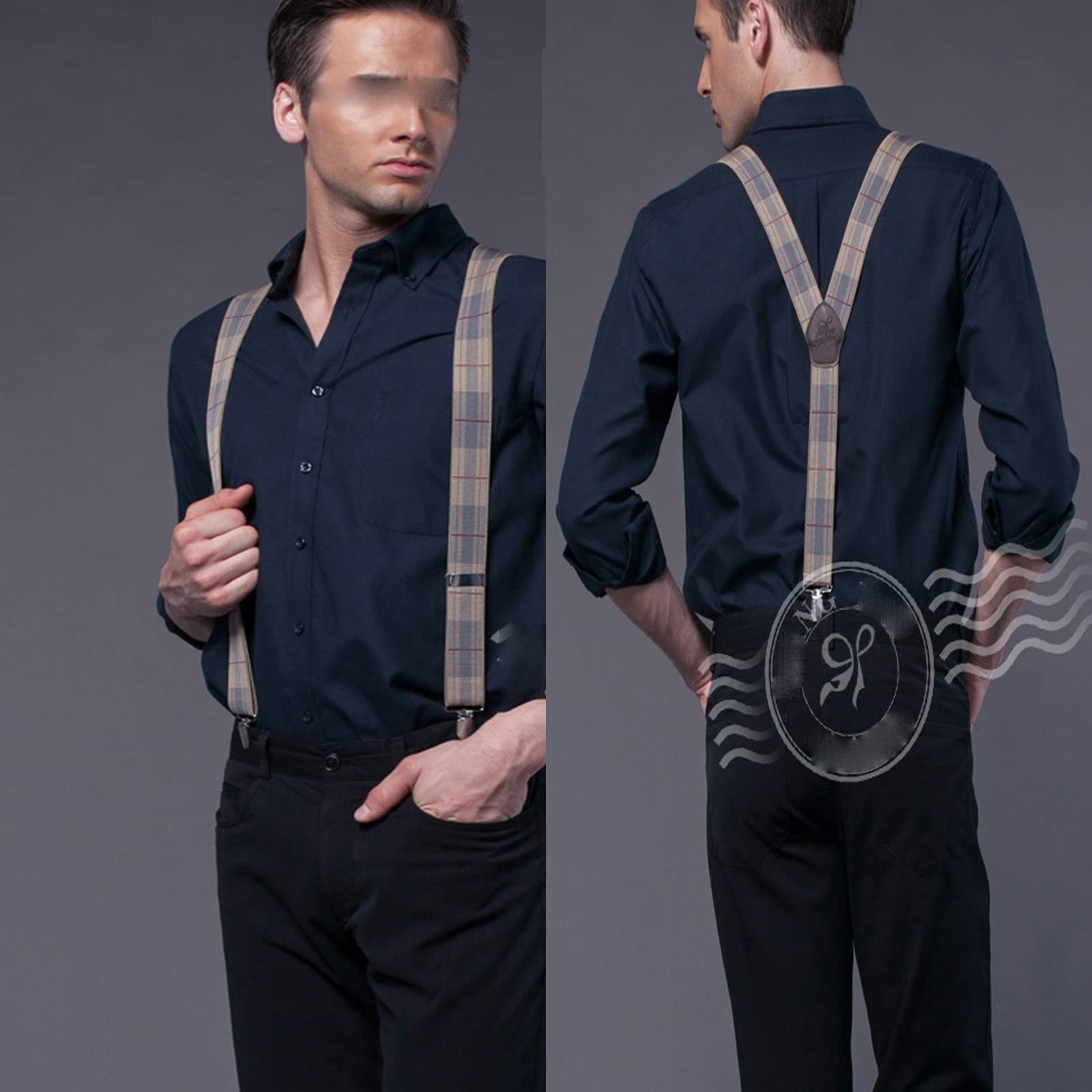 Pantalons Bretelles Homme Braces for hommes avec des clips métalliques très forts larges de 3,5 cm pour Les Vêtements Professionnels et Décontractés