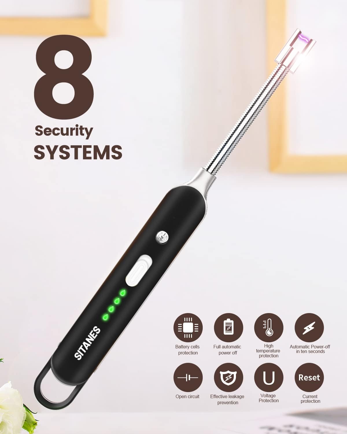 SITANES Candle Lighter Electric Plasma Arc Long Lighter with USB Rechargeable LED Display 360° Flexible Neck Flameless Lighter for Candles Grill Camping BBQ Gas Stoves : Health & Household