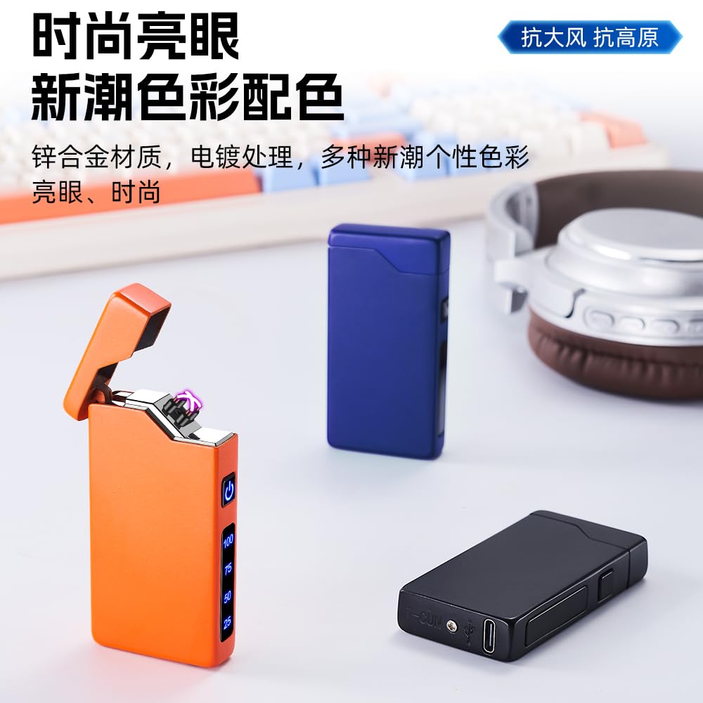 USBライター ガスなし オイルなしType C プラズマライター充電式USB 小型 防風 電池残量表示 おしゃれ 記念日 プレゼント - 4