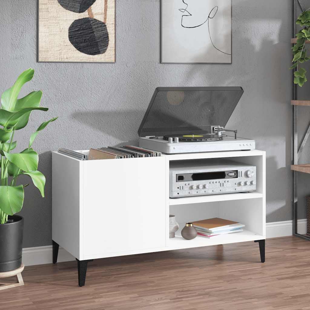 Armadio per dischi in vinile, 84,5 x 38 x 48 cm, in legno | Robusto supporto per giradischi con ampio spazio per CD, ideale come tavolino in soggiorno e ufficio.