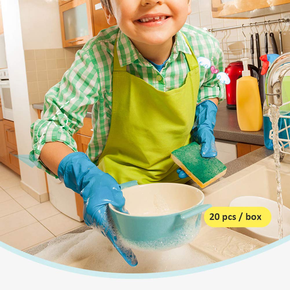 FRFJY Guanti monouso da 100 pezzi per bambini, guanti in nitrile per 4-12 anni - Senza lattice, per uso alimentare, senza polvere - per lavorazione, pittura, giardinaggio, cucina, pulizia
