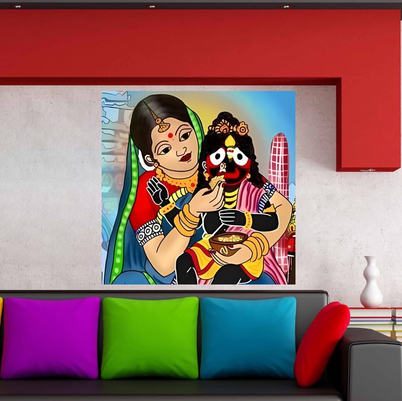 Image of British Terminal Cute little Bal Gopal Baby God Krishna| Kanha Ji | Laddu Lord Makhan Chor Painting Religious Poster for Pregnant Women for wall (matt thin vinyl,sticker,multicolor,unframed)| bj457