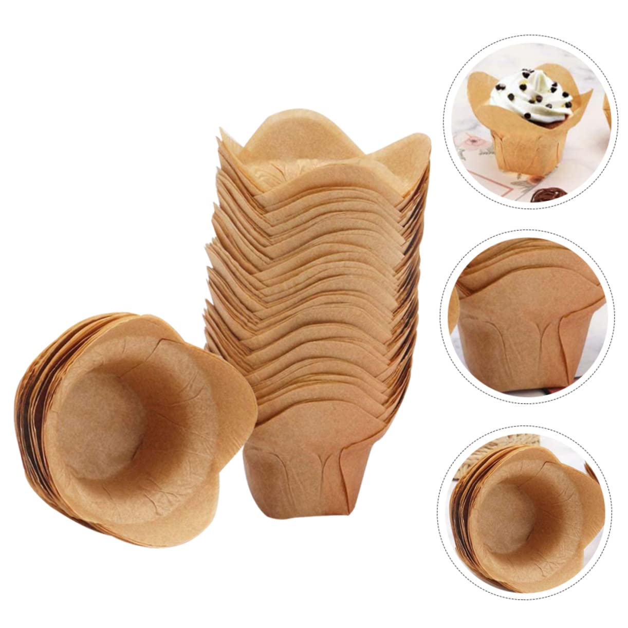 Zerodeko 400stücke Muffin Förmchen Lotus Stil Backbecher Für Ölbeständige Papier Backeinlagen Für Partys Hochzeiten Und Tägliches Backen Hochtemperaturbeständig