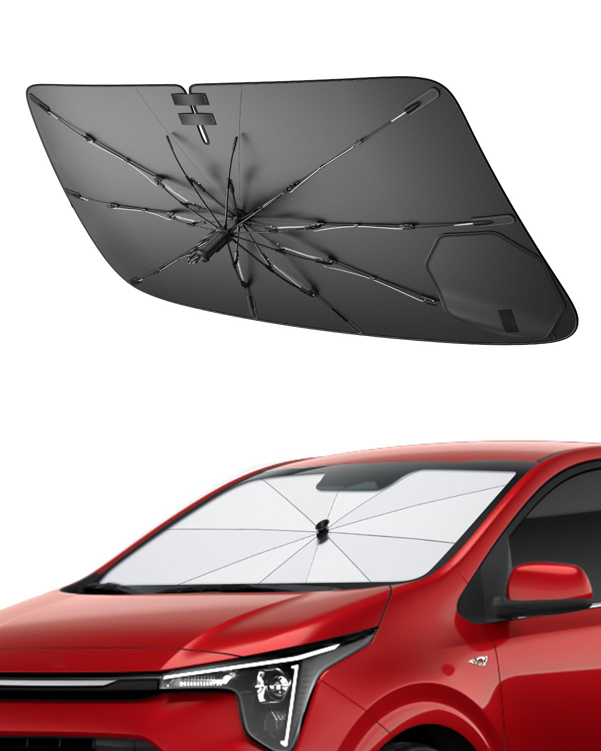 SHAOHAO Ombrello Parasole Parabrezza per KIA Picanto (JA) 2017-2025 Protezione Solare UV con Maniglia Flessibile e Cordino, Accessori Interni, Facile da Riporre e Raffreddamento Rapido