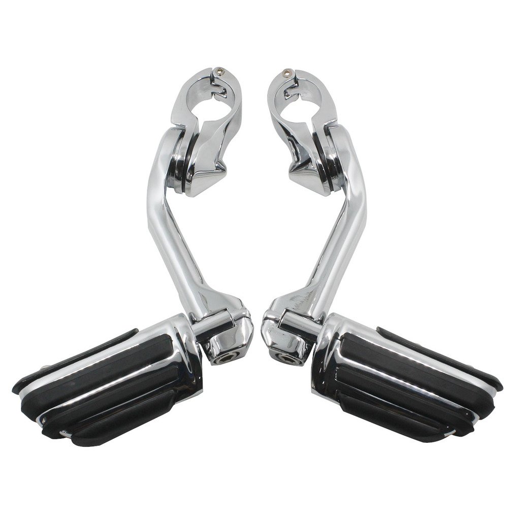 HDBUBALUS Adjustable Highway Pegs Long Angled Mount Foot Pegs Fit for 1 14" 32mm Engine Guard Bars Harley Electra Road King Street Glide