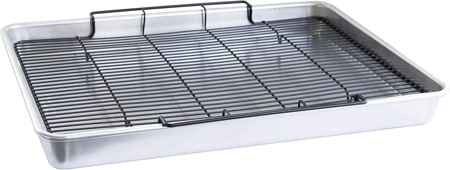Extra Lar Oven Crispy Baking Tray with Rack, Silver
