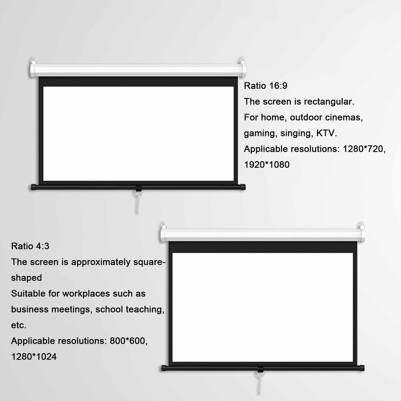 Przenośny ekran projekcyjny na biurko, mobilny ekran filmowy, ręczny sweter, automatyczne blokowanie 4K, do użytku wewnątrz na zewnątrz do kina domowego (60 cali (4:3))