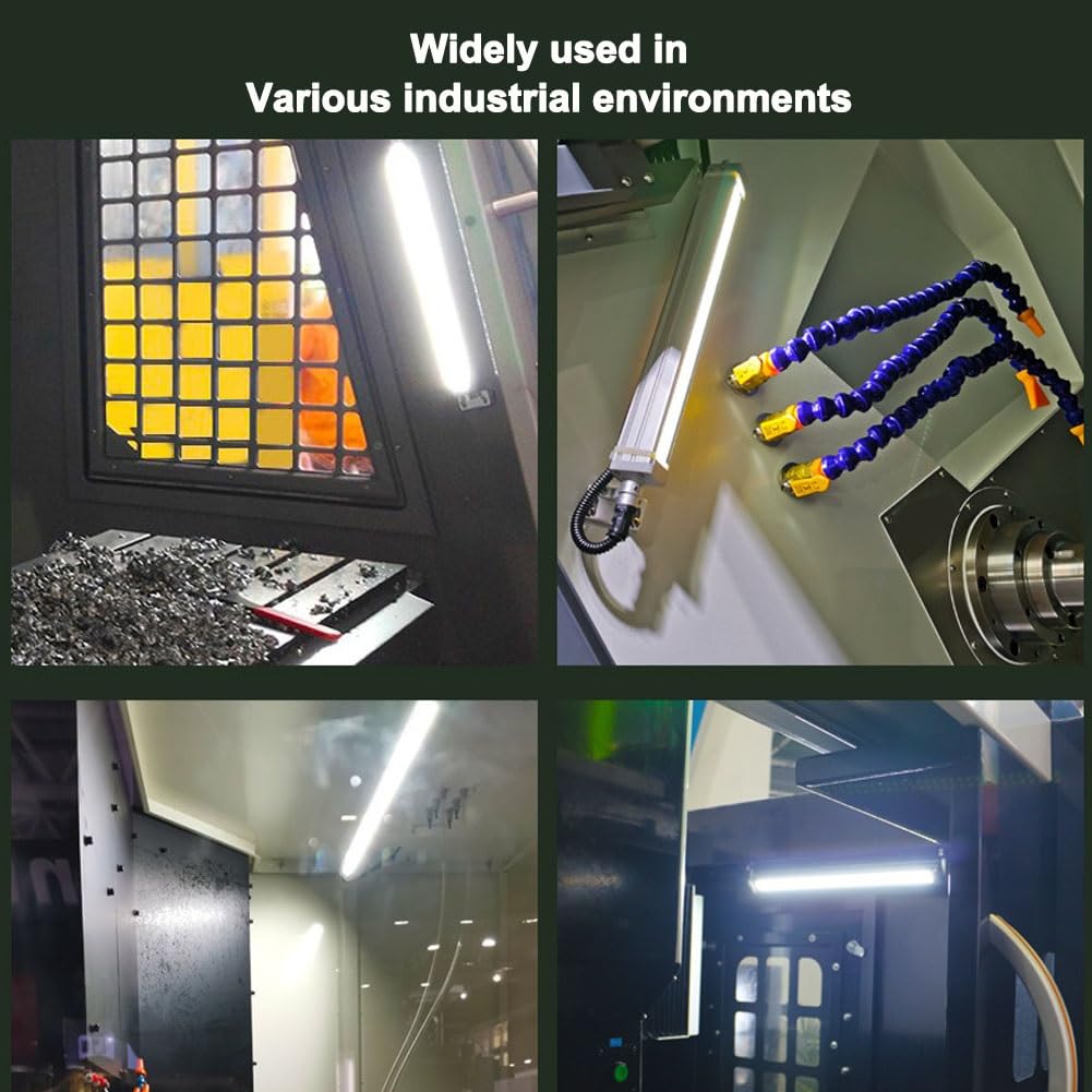 Przemysłowa lampa rurowa LED, wodoodporna lampa robocza 24 V/220 V, podstawa obracana o 360°, odporna na wybuchy taśma LED, do oświetlenia przemysłowego obrabiarek (10 W - 24 V-300 mm)