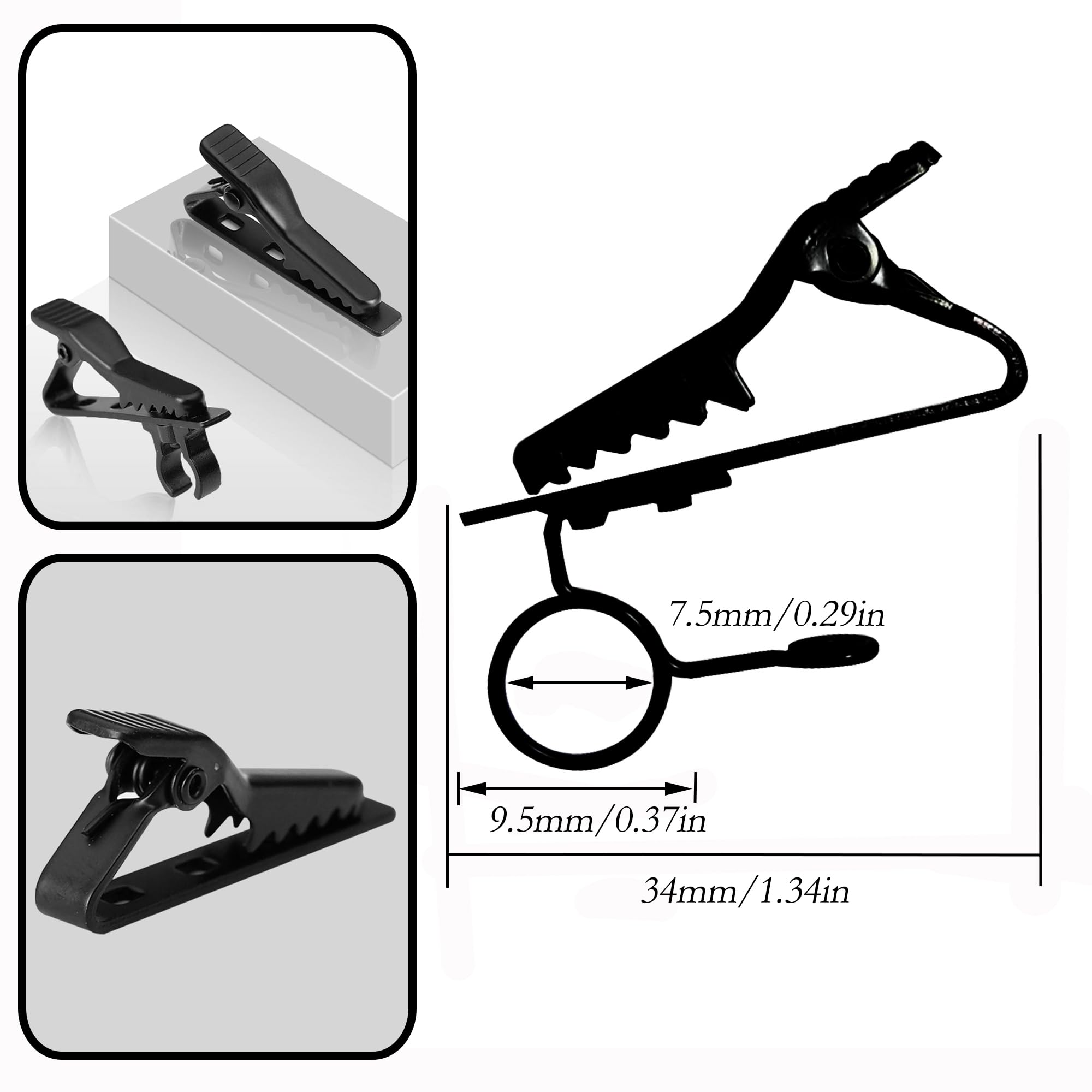 10 Stücke Schwarz Mini Lavalier Revers Kragen Clip Mic Mikrofon Halter Griff aus Metall Mikrofon Mic Clips Klemmen Für Interview Meeting Lectures Online Chat Geeignet (Stil 2)