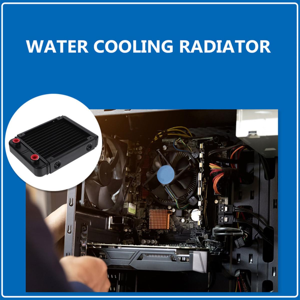 SHINEOFI 2 Pièces Radiateur de Processeur en Aluminium G1/4, Refroidisseur D'eau et Facile à Démonter pour PC et Moto, Capacité 150ml