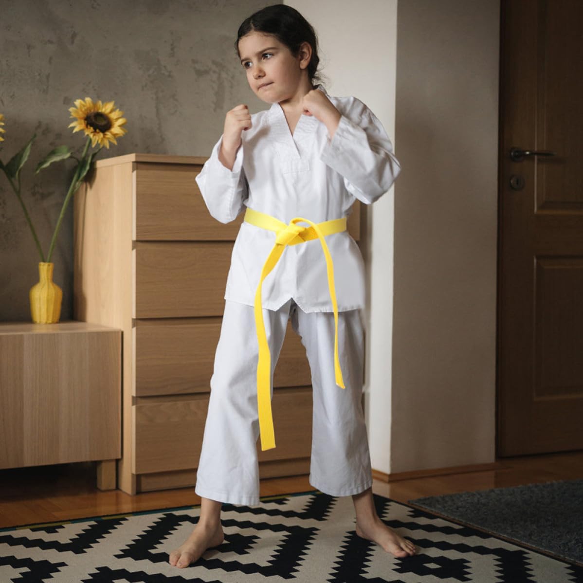 Holibanna Martial Art Belt for Men and Adults Yellow Cotton Training Belt with Wear-resistant and Shape-maintaining Features for Karate and Martial Arts Practice