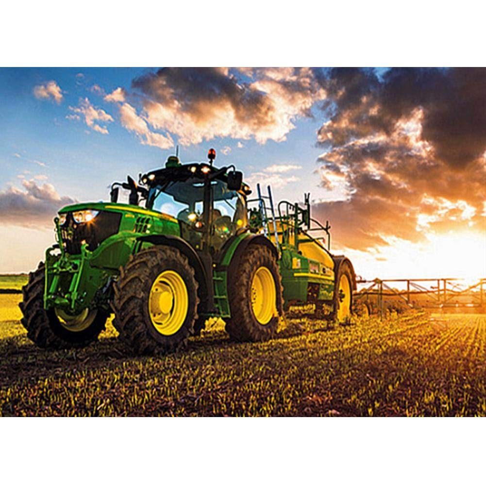 ycyingcheng 5D DIY Full Drill Diamond Painting Tractor Cross Stitch Embroidery Kit, Mosaic Diamond Embroidery Rhinestone Painting Arts Craft for Home Wall Decor