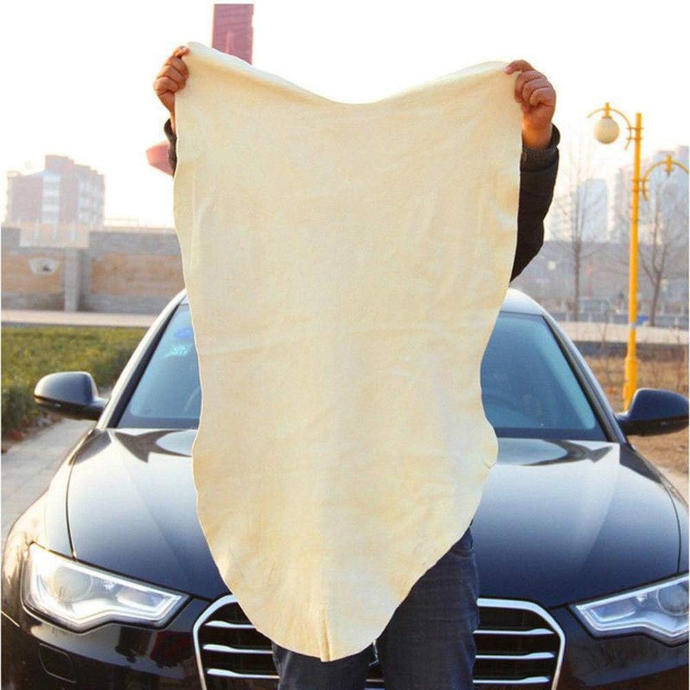 ypypiaol Natural Car Wash Shammy Cloth, Professional Chamois Leather Car Cleaning Washing Absorbent Drying Towel,(25cm x 40cm - 1 PACK)