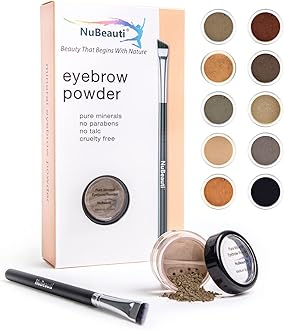Natural Eyebrow Powder Eyebrow Kit – Mica Brow Powder Eyebrow Makeup Kit with Professional Angled Eyebrow Brush – 10 Natural Shades – No Parabens or Chemicals – Eyebrow Shaper Kit by NuBeauti