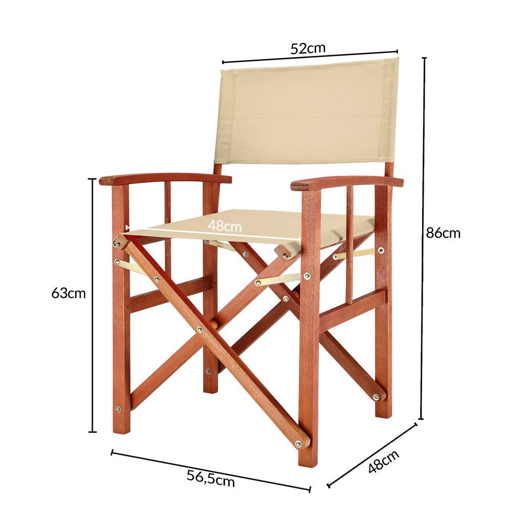 CASARIA Cannes Lot de 2 chaises de directeurs en bois | Certifié FSC | Bois d'eucalyptus | Meubles de jardin pliables pour intérieur et extérieur | Jardin pliable Pop Up Camping Pêche | Vert