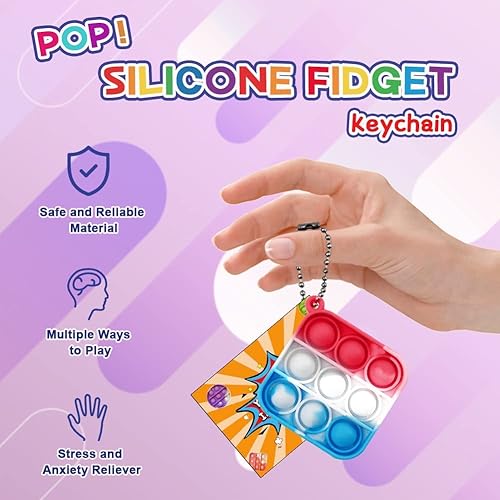 Miniatura 3 de Qetrabone 60 mini llavero con tarjetas y caja juguete sensorial de burbujas para la ansiedad juguete para niños mini juguete para presionar a granel