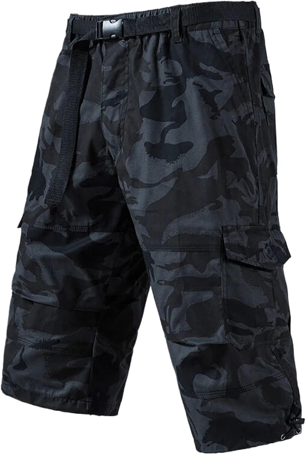 Men's Crop Pants Casual Cargo Shorts Zipper Pockets Lightweight Summer 3/4 Sweatpants