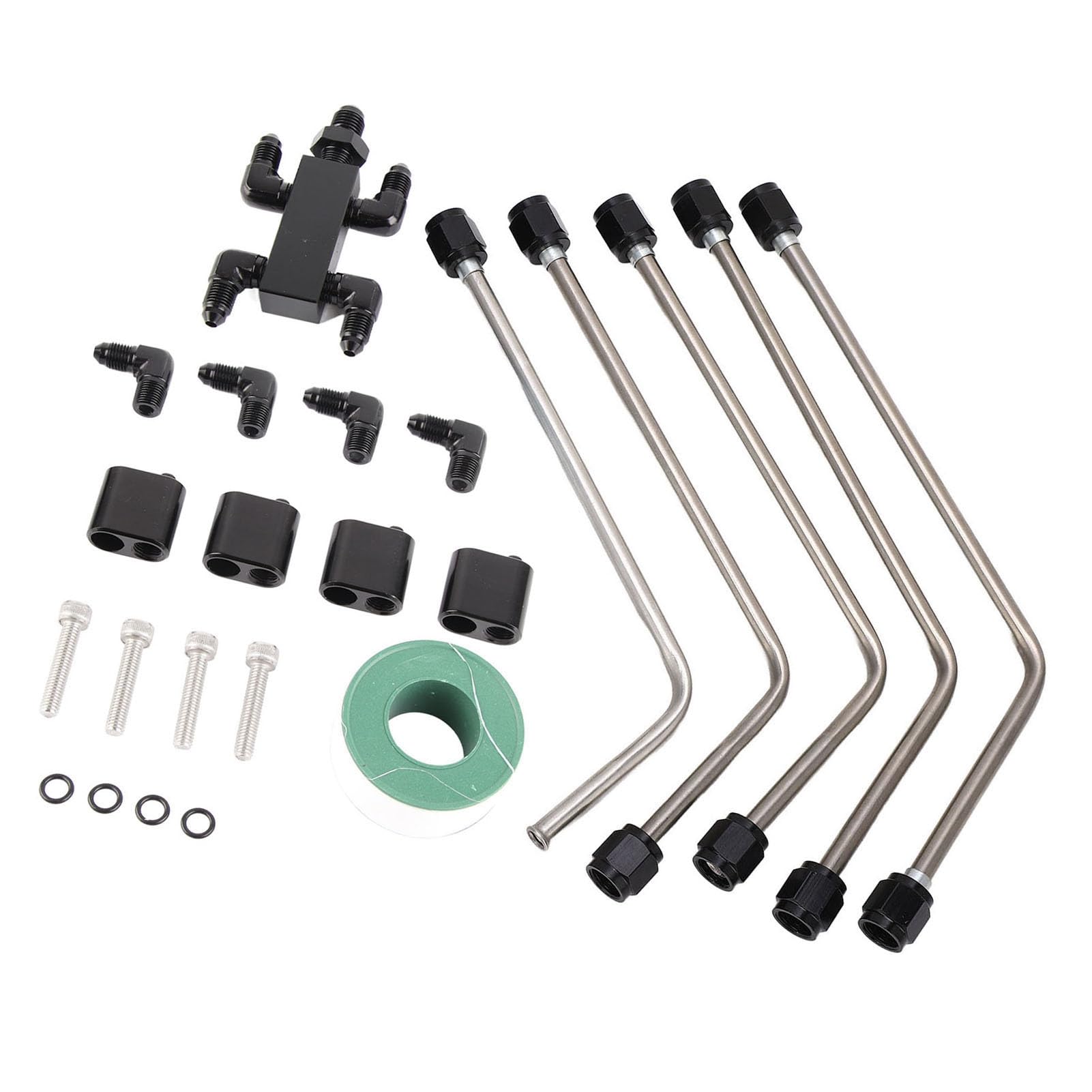 Kit di sfiato di vapore crossover per refrigerante, distributore in alluminio CNC in acciaio inossidabile 304 per motori LS1 LS2 LS3 LS6 LS7 LSX con blocco in alluminio anodizzato nero