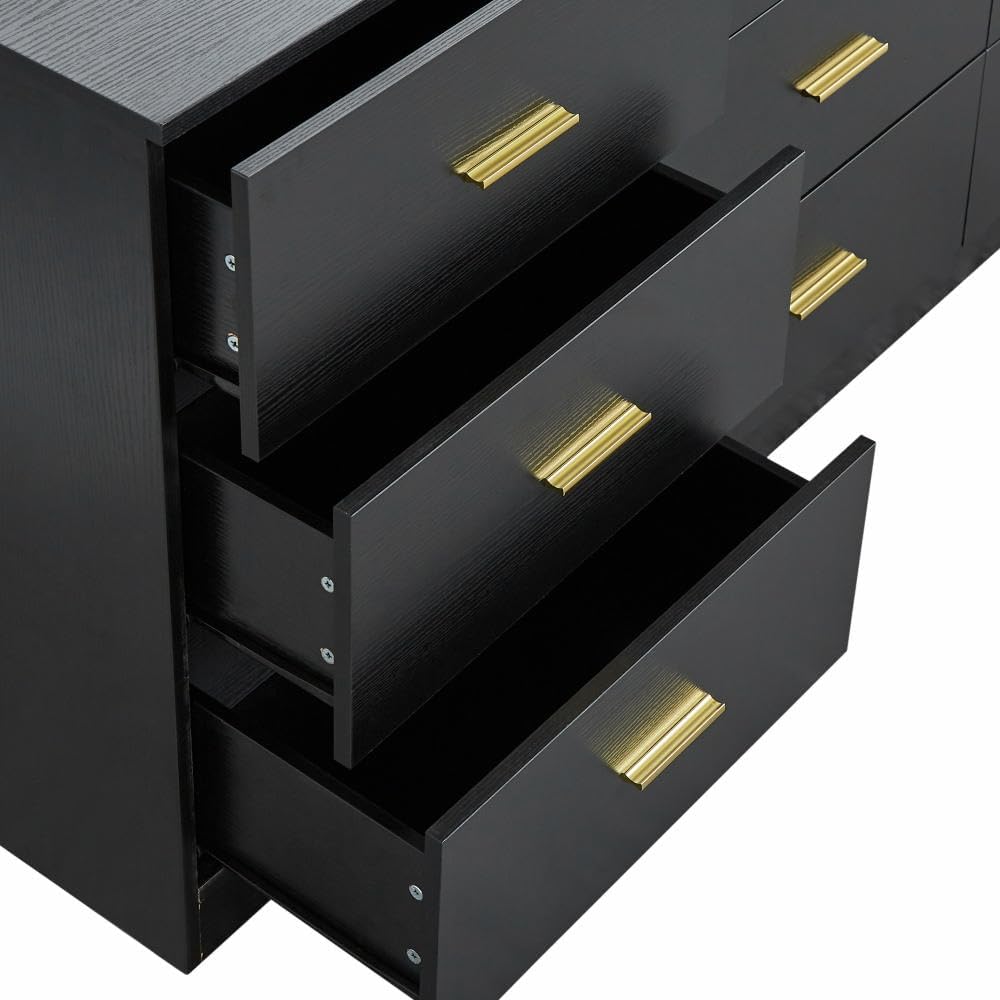 Modern Black 9-Drawer Cabinet for Home - Ample Storage Wide of Drawers, Sturdy & Safe