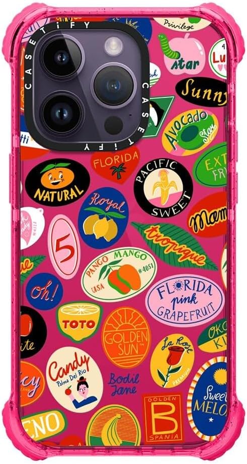 CASETiFY Ultra Impact iPhone 14 Pro Case [5X Military Grade Drop Tested / 11.5ft Drop Protection] - Fruit Stickers - Bubblegum