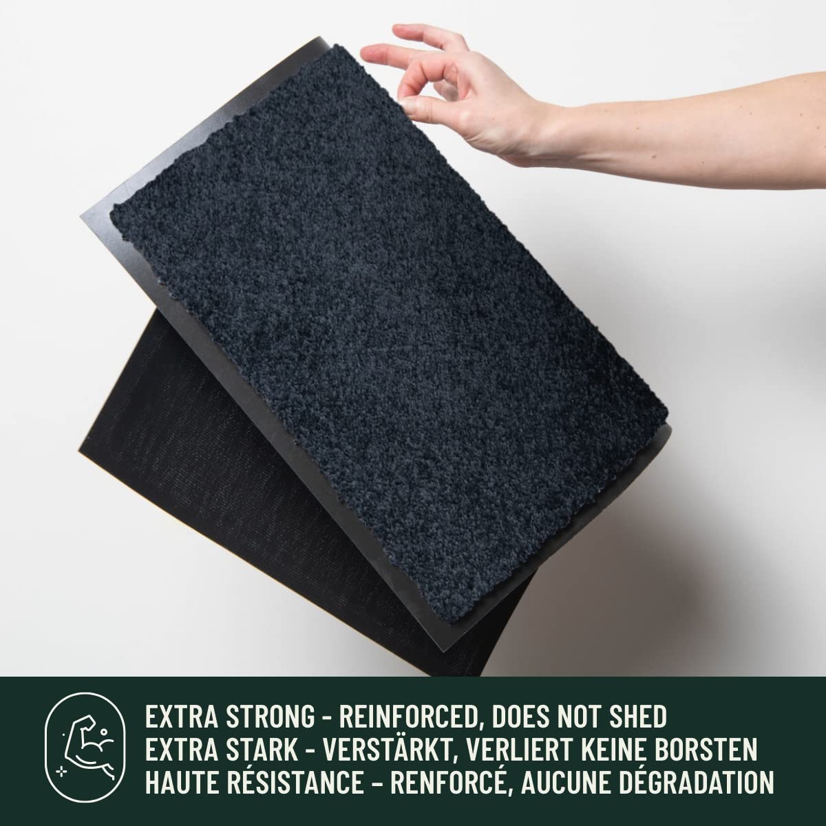Studio M - Paillasson pour entrée Interieur 90x150 cm - Tapis Grand Taille - Absorbant - Antidérapant - Lavable - Anti Poussiere - pour Tous Sols - sous Porte - Résistant aux UV - Noir
