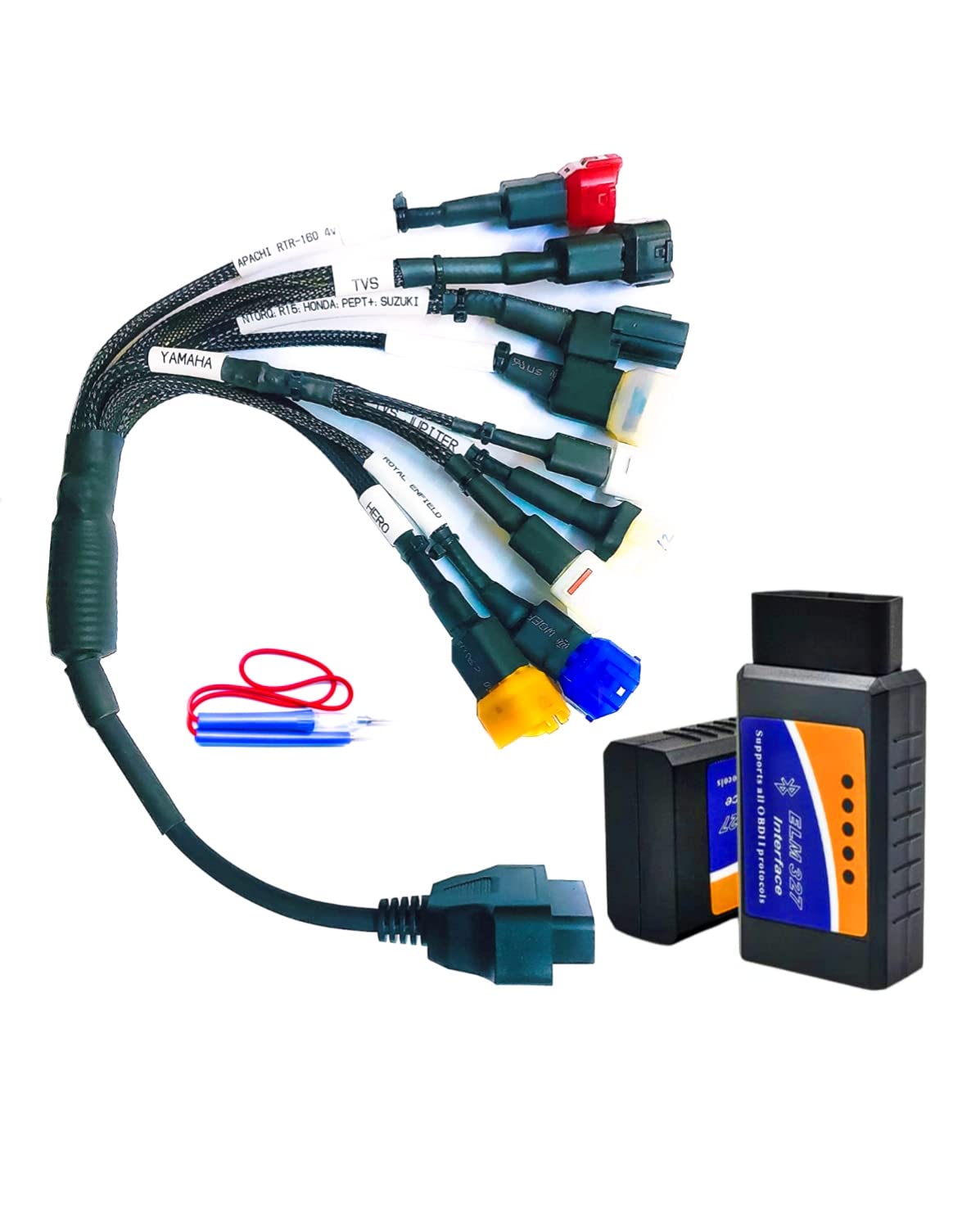 DANLITE TOOLS TECHNICIAN OBD Cable BS6 9 Cord Cable ELM OBD Scanner Universal Connectors and Cables Scanner Bikes OBD Scanner Two Wheelers Continuity Tester for Free (BS6 9 Cord Cable)