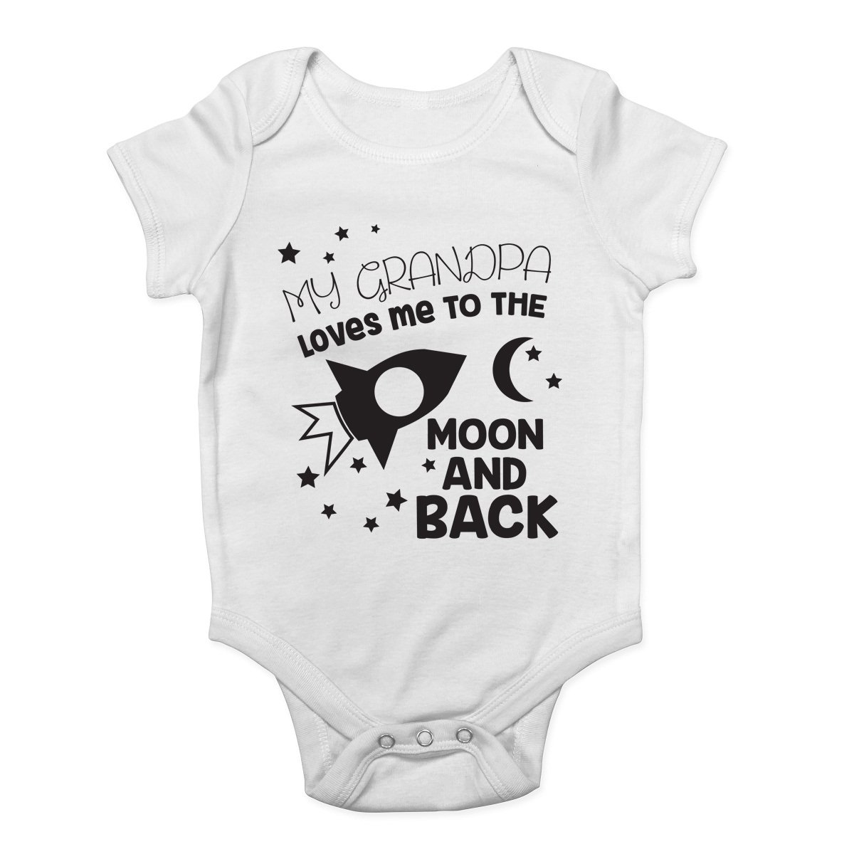 Shopagift My Grandpa Loves me to The Moon and Back Cute Boys and Girls Baby Vest Bodysuit White
