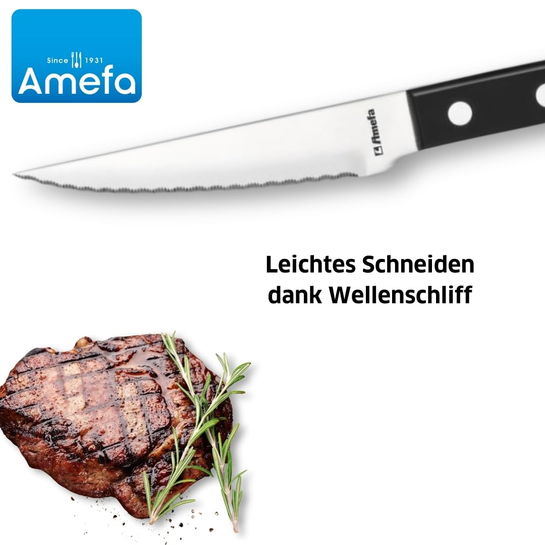 Amefa Coltello da bistecca al dettaglio nero, set 6