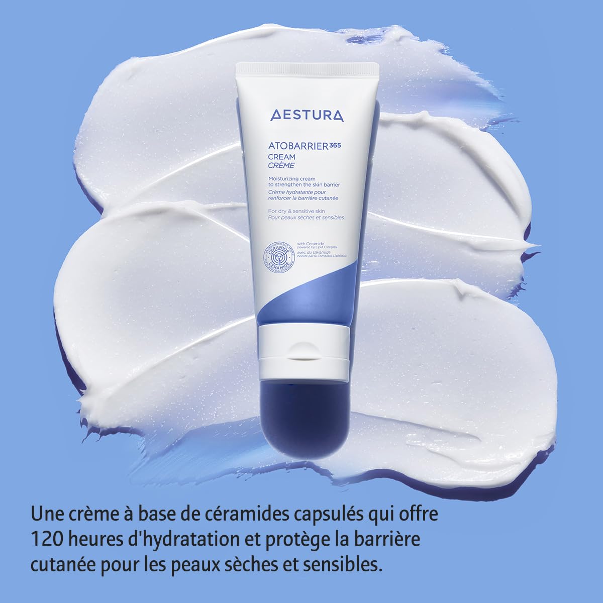 AESTURA ATOBARRIER365 CREME avec Céramide Hydratant 120 heures Hydratant à capsules visibles Complexe lipidique breveté Crème visage pour peaux sèches et sensibles Testée par des dermatologues 80mL