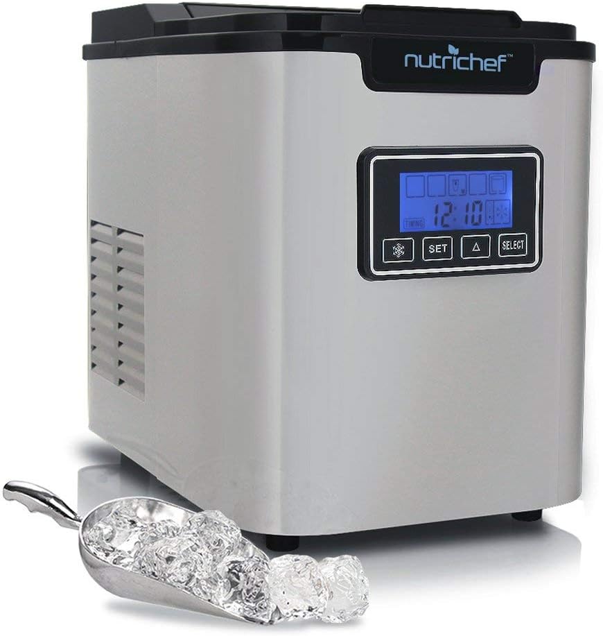 NutriChef Countertop Digital Ice Cube MakerUpgraded Portable Stainless Steel Ice