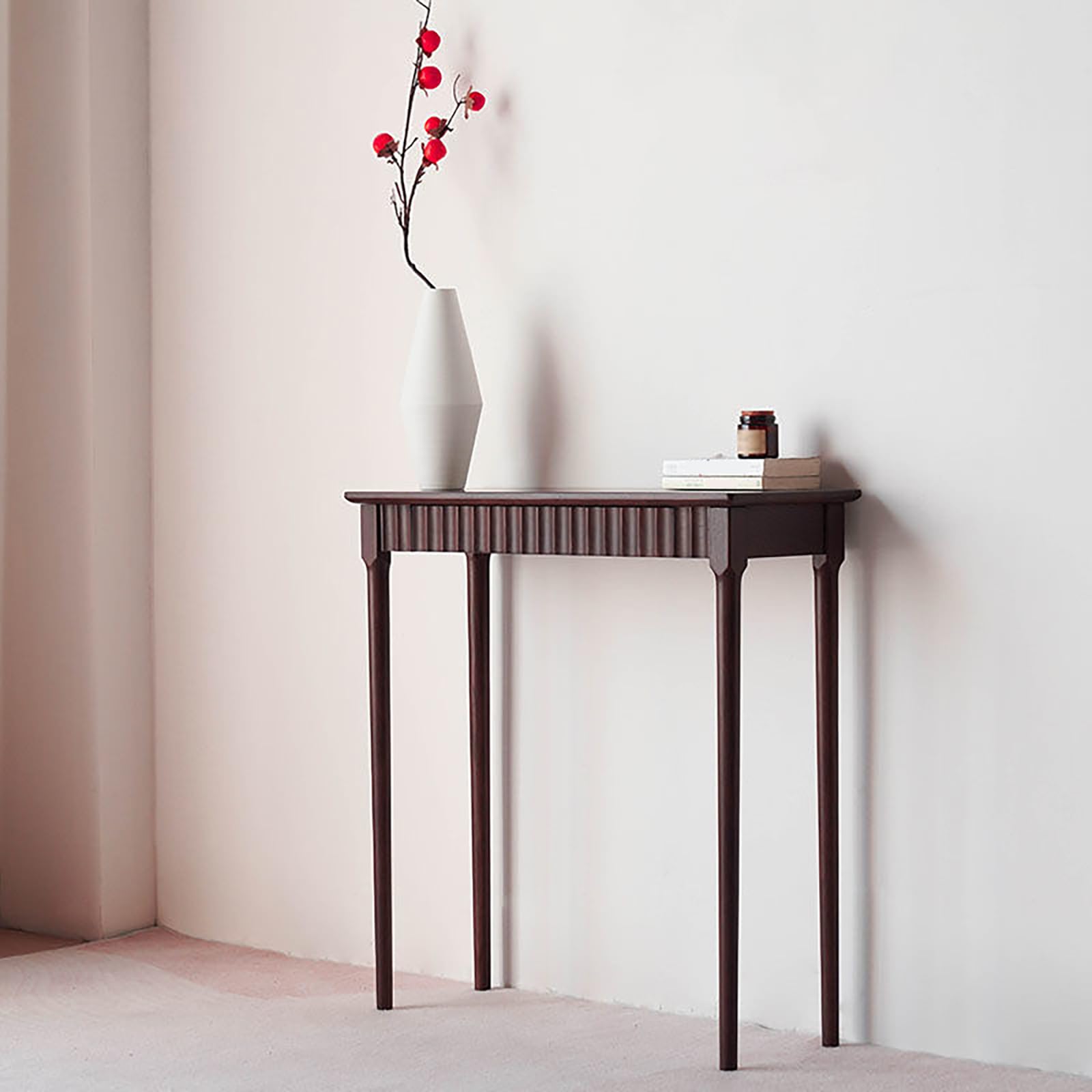 FBNMG Minimalist Medieval Solid Wood Console Table, Hallway Side Table with Drawers, Slim Sofa Table for Living Room Foyer Entrance Study Stairwell(160X35X80CM, Walnut)