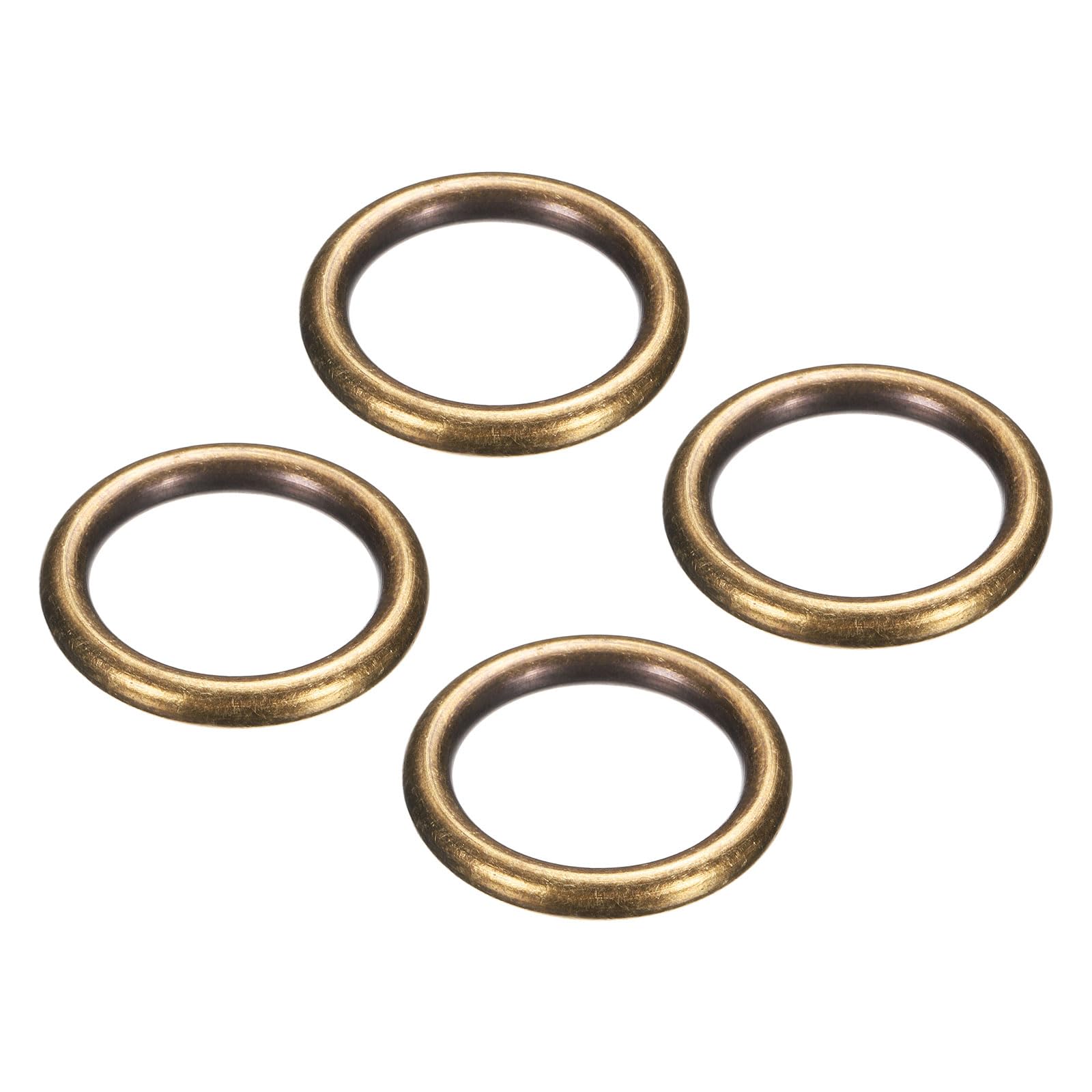 PATIKIL Metal O Ring, 4 Pcs 1.4 Inch OD 1 Inch ID 5mm Thick Seamless Solid Round Brass O Rings for Dog Leashes Wall Plant Hanging Basket Bags Belts DIY Craft, Dark Gold