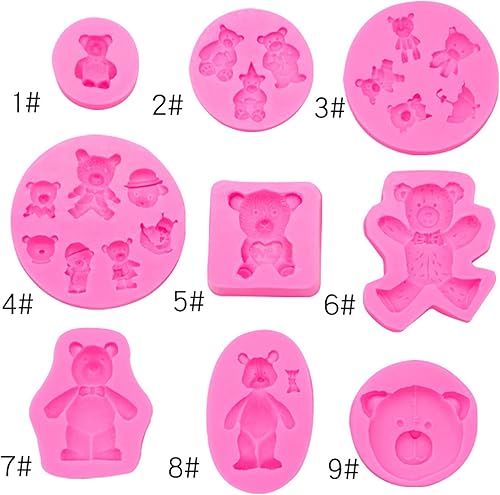 Miniatura 4 de Silicone Moulds Bear Chocolate Mold Drop Gum Clay Mold Fondant Cake Mold 1 Group 9 Pieces