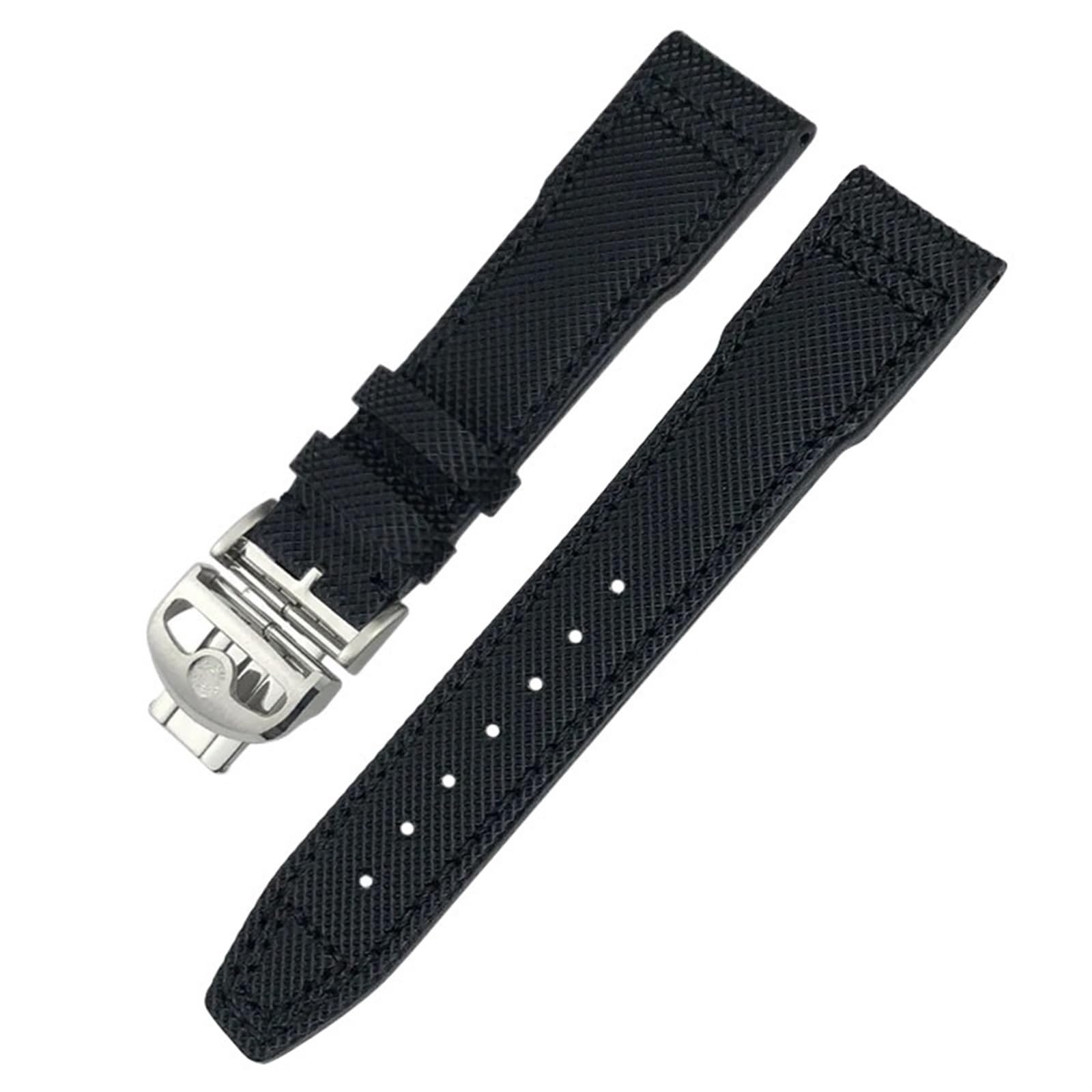 Correa de reloj de cuero genuino de 20mm 21m para relojes de piloto IWC PORTOFINO IW3777 correa de cuero de vaca verde azul negro de nailon