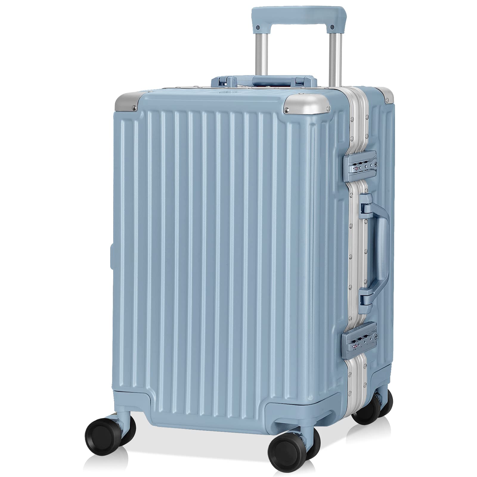 AnyZip Carry On Luggage - Aluminium Frame, PC ABS Hard Shell, Suitcases with Wheels, TSA Lock, No Zipper - 20in Haze Blue
