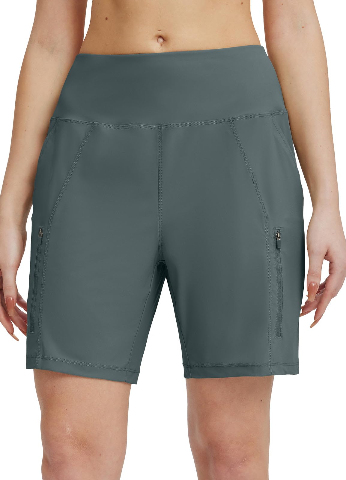 baleaf Women's Athletic Shorts 7 Inch Long Hiking Shorts High Waist Pockets