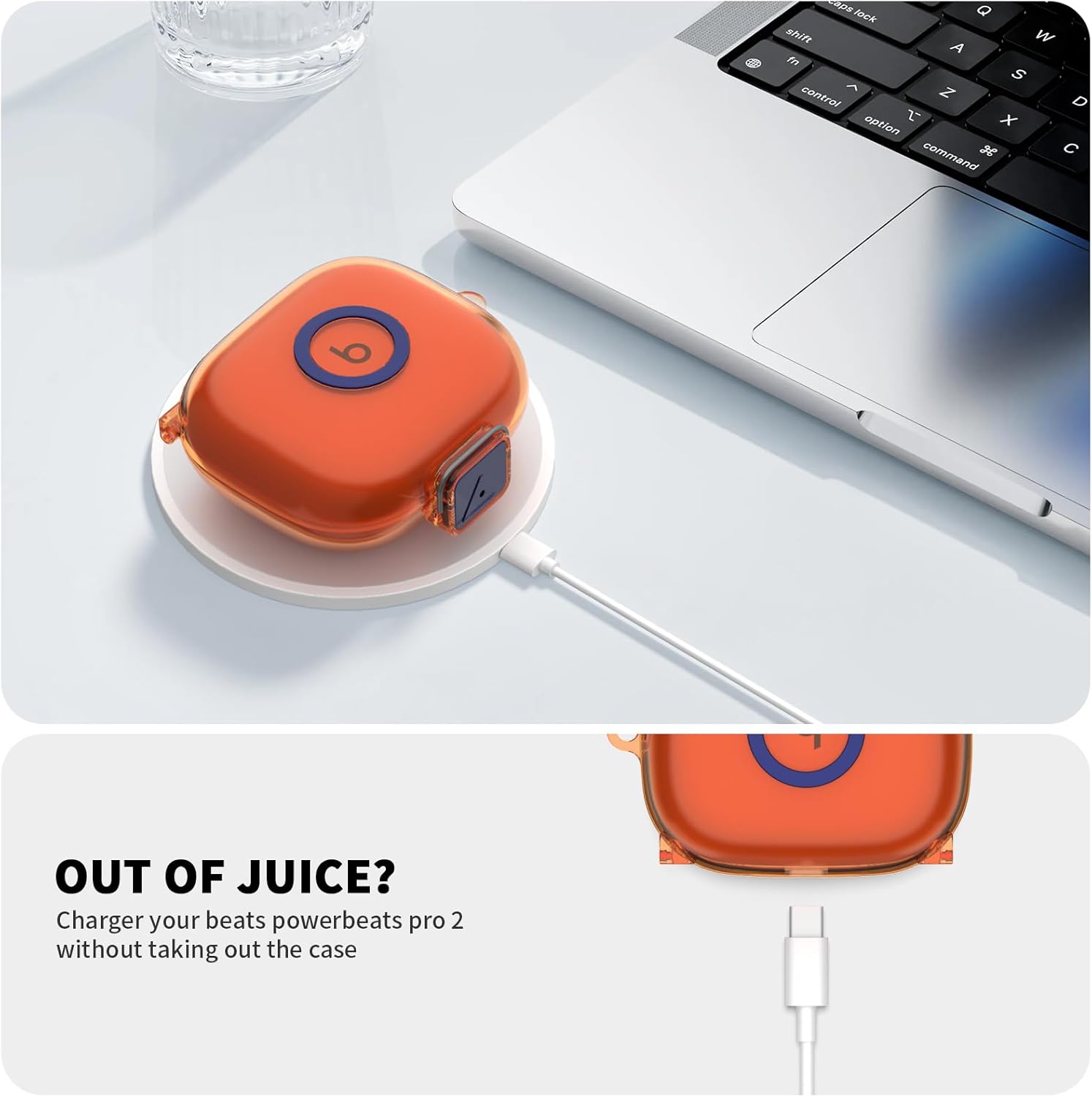 [Secure Lock] for Beats Powerbeats Pro 2 Case, Soft Clear TPU Shockproof Protective Case Cover for Beats Powerbeats Pro 2 Accessories with Cleaning Kit & Keychain (Clear Orange) - Image 6
