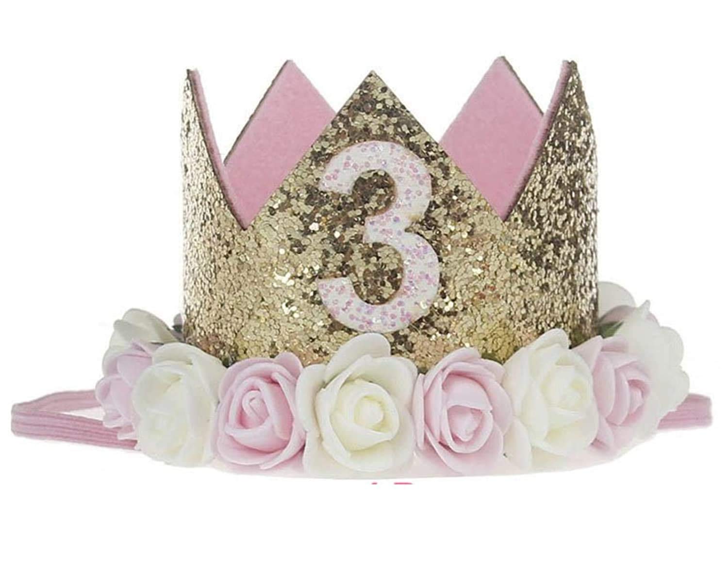 SIDDIVA Birthday Cap For Babies (3 Years) / Birthday Hairbands/Headbands For Baby (3 Years) Crown Style Headbands/Hairbands (3 years) (yellow)