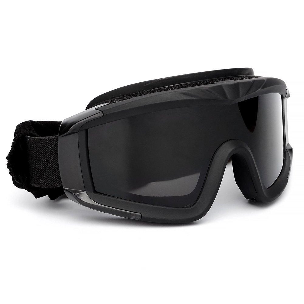 SPOSUNE - Occhiali Tattici Softair, per attività all'Aria Aperta, con 3 Lenti intercambiabili, Resistenti agli Urti, Protezione UV400, per Uomini, Donne, Moto, Campionato, Paintball, Nero