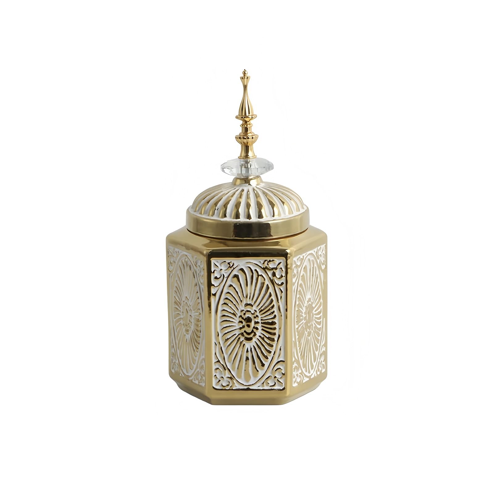 Jarrones Decorativos Jarrón De Flores Dorado para Decoración del Hogar, Tarro De Jengibre Estable Y Jarrón con Tapa para Mesa De Comedor, De Larga Duración.(S)