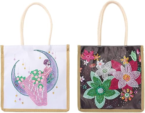 2 bolsas de lona con pintura de diamante para mujer, bolsas de arte de diamantes para bricolaje, bolsa de regalo de puntada, bolsas de comestibles disponible en Yaxa El Salvador